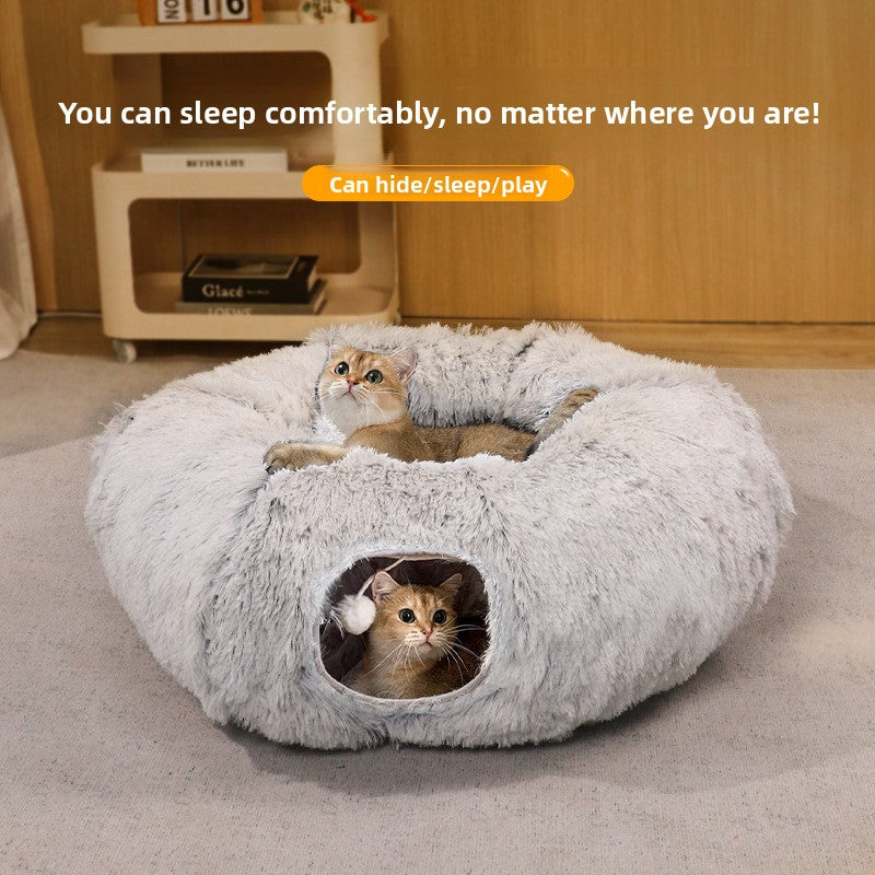 Foldable Plush Cat Tunnel Pet Nest
