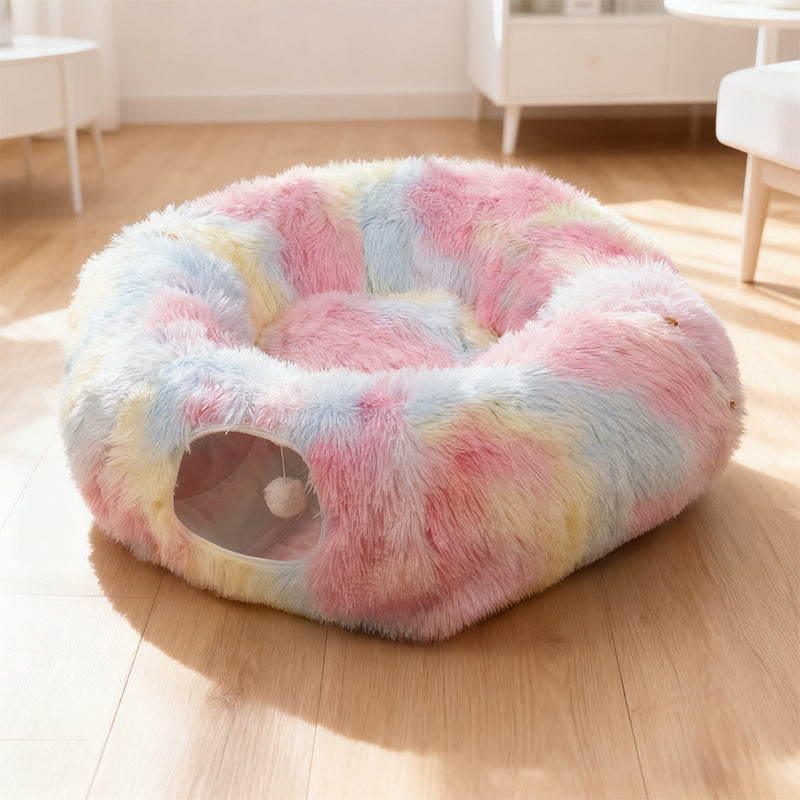 Foldable Plush Cat Tunnel Pet Nest